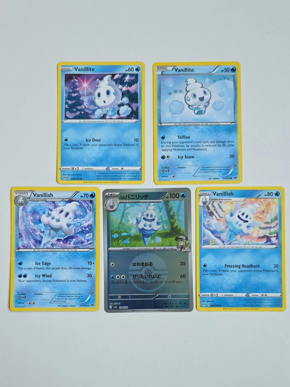 Pokemon Vanillish And Vanillite Cards